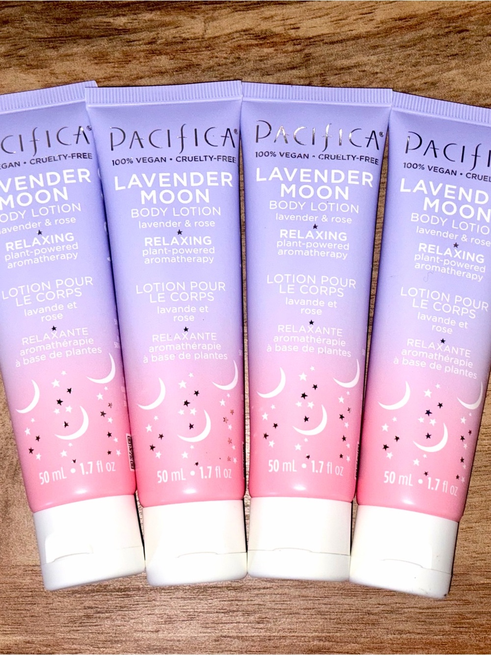 4 Pack Pacifica Lavender Moon Body Lotion Lavender Rose & Chamomille 1.7 fl oz